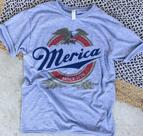 Merica Beer logo tee