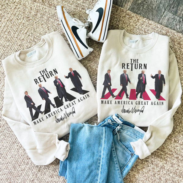 The Return , Trump Beatles walk sweater