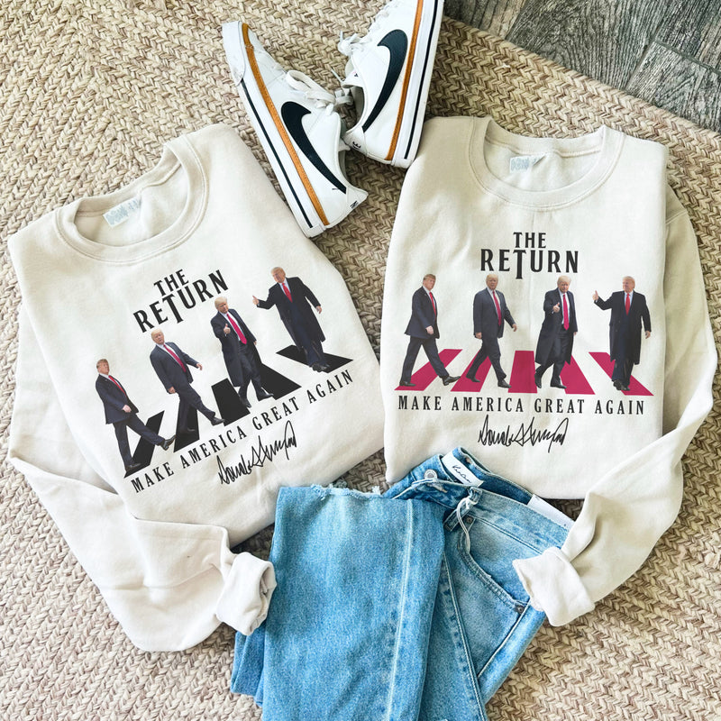 The Return , Trump Beatles walk sweater