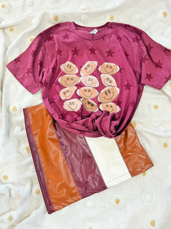Cutie Football Tee Maroon