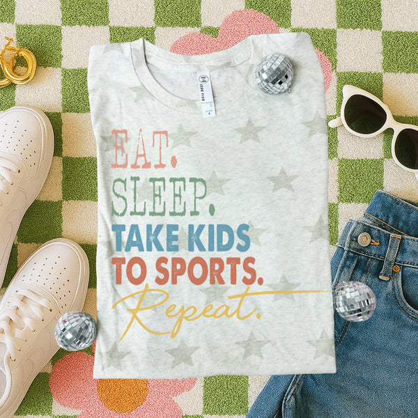 Eat, sleep, take kids to sports, repeat star tee