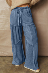 Ashleigh Blue Careys Mineral Wash Tiered Wide Leg Patchwork Drawstring Pants