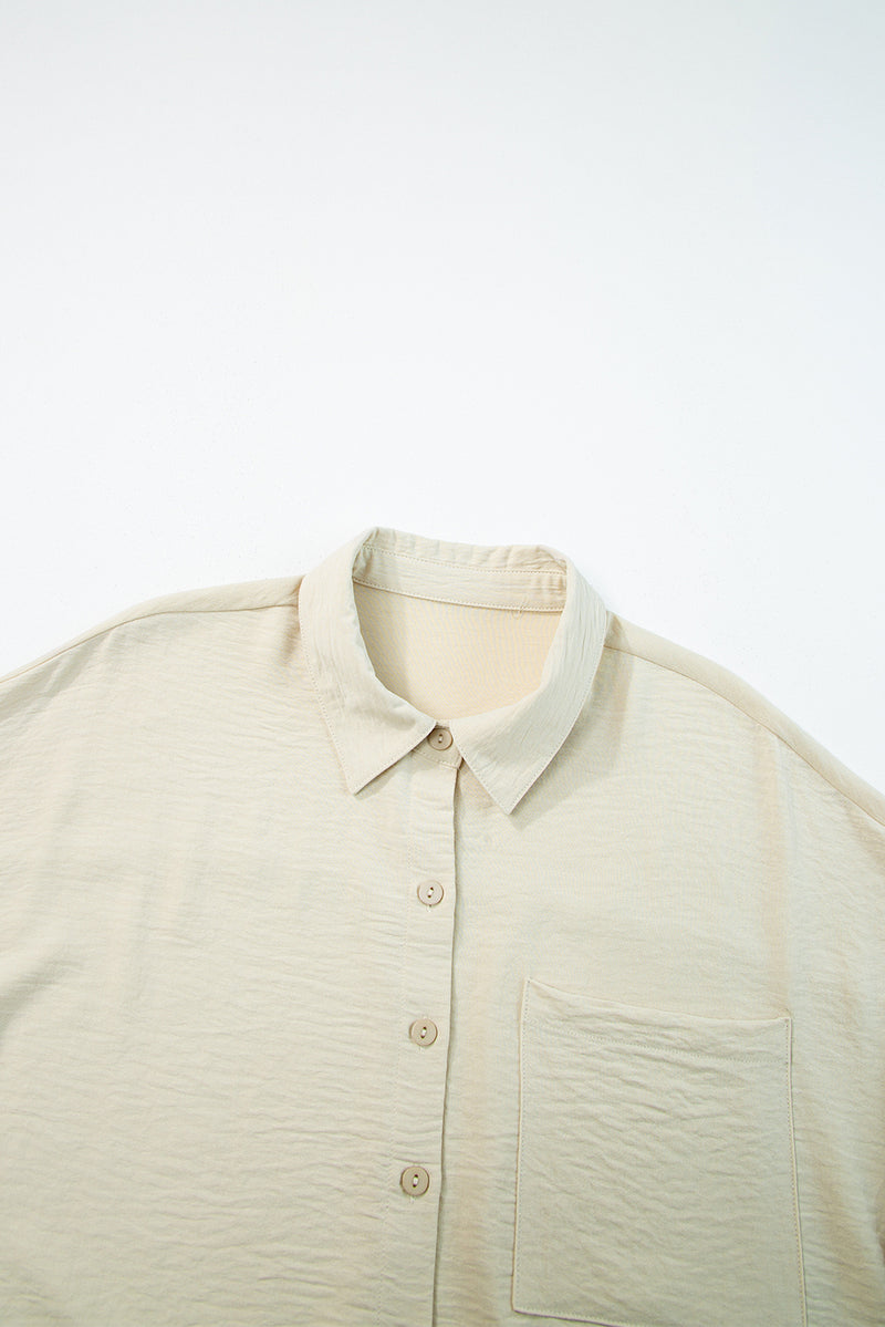 Black Crinkle Pocket Half Sleeve Shirt