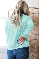 Iceland Blue Corded Rib Patched Pocket Long Sleeve Top