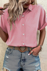 Khaki Dotted Print Cuffed Short Sleeve Shirt