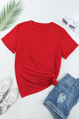 Orchid Petal Casual Plain Crew Neck Tee