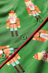 Green Christmas Candy Contrast Trim Bow Knot Silky 2pcs Pajama Set