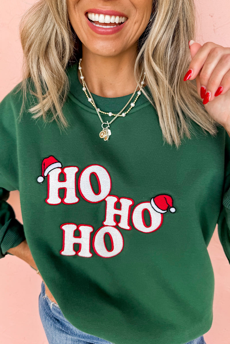 Evergreen Embroidered Letter Graphic Christmas Fashion Sweatshirt