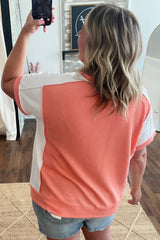 Parchment Twist Rib Colorblock Plus Size Top