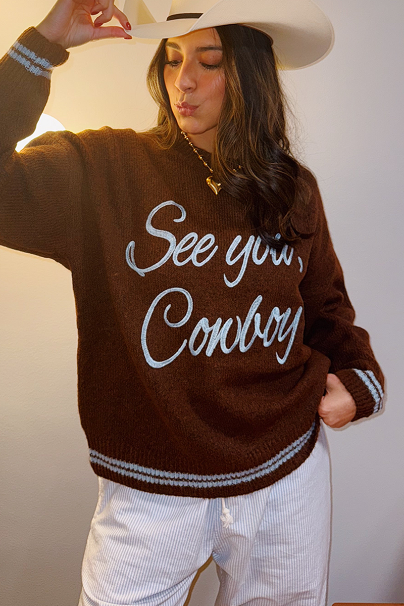 Coffee Letter Embroidered Graphic Sweater