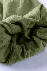Jungle Green Square Neck Ruched Puff Sleeve Romper