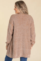 Straw Yellow Open Front Pocket Knit Cardigan
