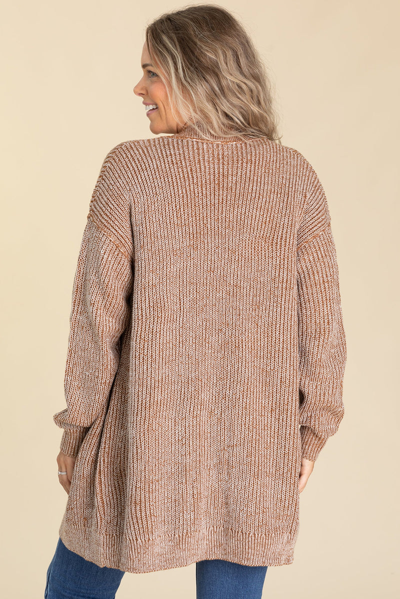 Straw Yellow Open Front Pocket Knit Cardigan