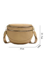 Parchment PU Leather Double Zipper Crossbody Bag