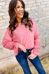 Sachet Pink Lace Patchwork Sleeve Loose Sweatshirt