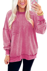 Blue Acid Washed Pocket Pullover Sweatshirt