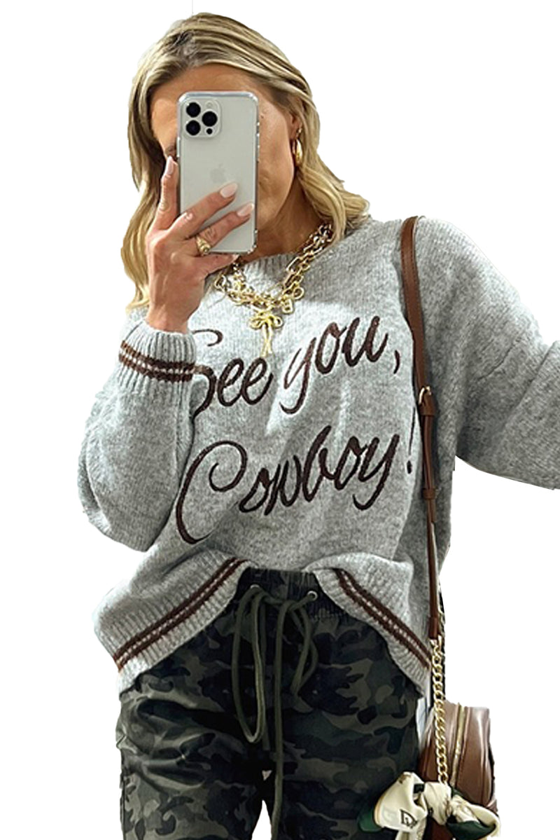 Coffee Letter Embroidered Graphic Sweater