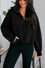 Wild Ginger  Half Zip Kangaroo Pocket Mineral Wash Baggy Hoodie