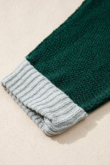 Chestnut Color Block Knit V Neck Loose Sweater