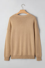Smoke Gray Merry Colorful Dot Detail Christmas Dolman Sweater