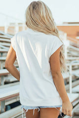 Mint Green Solid Color High Neck Cap Sleeve Loose Top