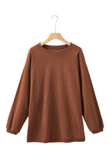 Festival Fuchsia Plain Drop Sleeve Corded Oversized Sweatshirt