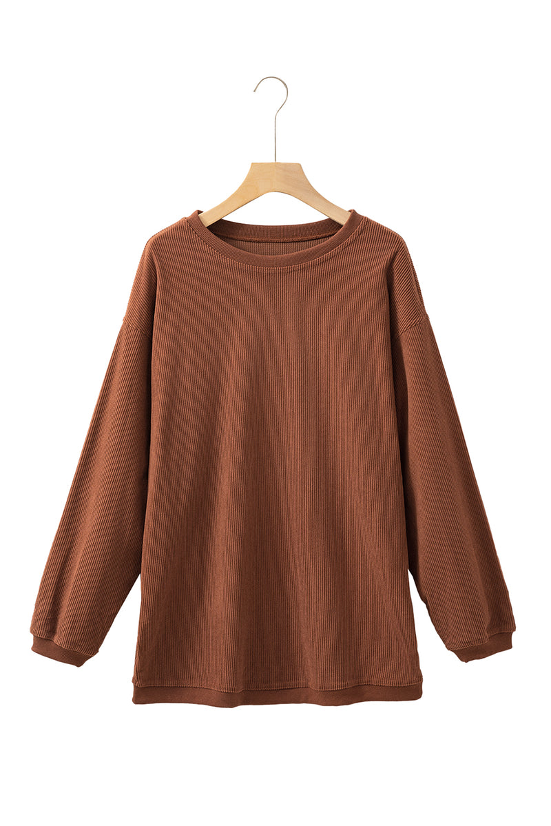 Festival Fuchsia Plain Drop Sleeve Corded Oversized Sweatshirt