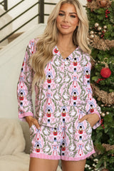Pink Long Sleeve Shirt Christmas Pajama Set