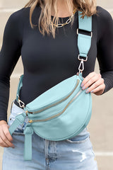 Fiery Red Wide Strap Double Zipper Crossbody Bag