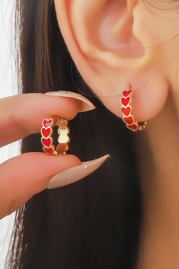 White Valentine Heart Hoop Earrings