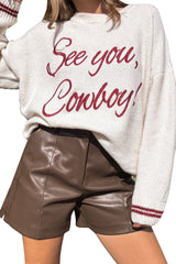 Coffee Letter Embroidered Graphic Sweater