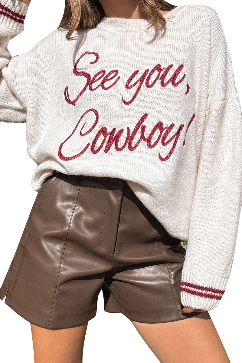 Coffee Letter Embroidered Graphic Sweater