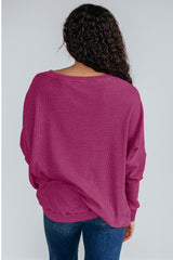 Mist Green Ribbed Plain Long Sleeve Loose Top