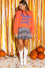 Vitality Orange Thankful for my queens Ribbed Knit Drop Shoulder Graphic Sweater