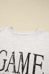 Black GAME DAY Vintage Washed Letter Graphic Baggy Sweatshirt