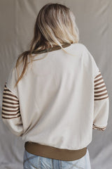Jet Stream Colorblock Patchwork Striped Sleeve Sweatshirt