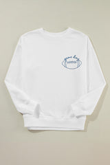 White game day Football Embroidered Casual Sweatshirt