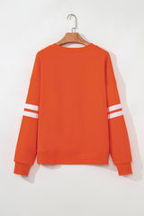 Orange Leopard Pumpkin Graphic Varsity Oversized Sweatshirt