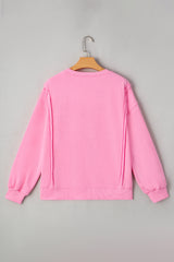 Bonbon Lace Bow Embroidered Exposed Seam Sweatshirt