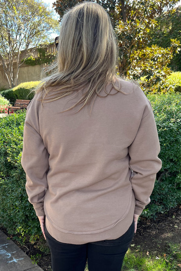 Dark Khaki GOBBLE Letter Graphic Thanksgiving Sweatshirt