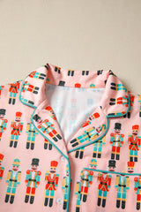 Pink Christmas Nutcracker Long Sleeve Shirt Shorts Pajama Set