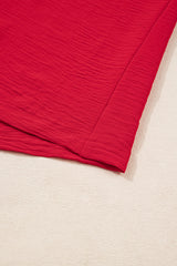 Fiery Red Plus Size Shirred Cuff Dolman Oversized Tunic Blouse