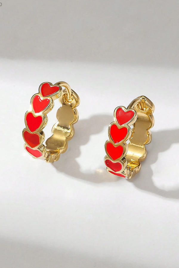 White Valentine Heart Hoop Earrings