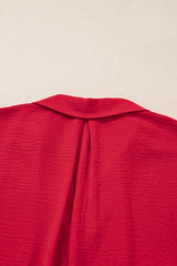 Fiery Red Plus Size Shirred Cuff Dolman Oversized Tunic Blouse