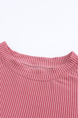 Black Color Block Corduroy Long Sleeve Top