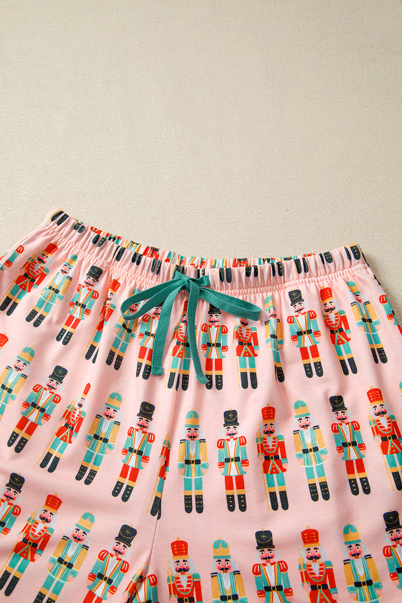 Pink Christmas Nutcracker Long Sleeve Shirt Shorts Pajama Set