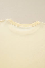 Beige Double Tiered Ruffle Hem Long Sleeve Loose Mini Dress