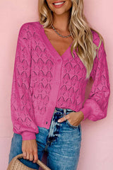 Rose Lightweight Buttoned Front Crochet Cardigan