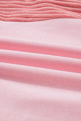 Light Pink Sequin Nutcracker Textured Sleeve Patchwork Sweatshirt