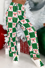 Green Holly Jolly Checkered Pattern Christmas Pajama Set